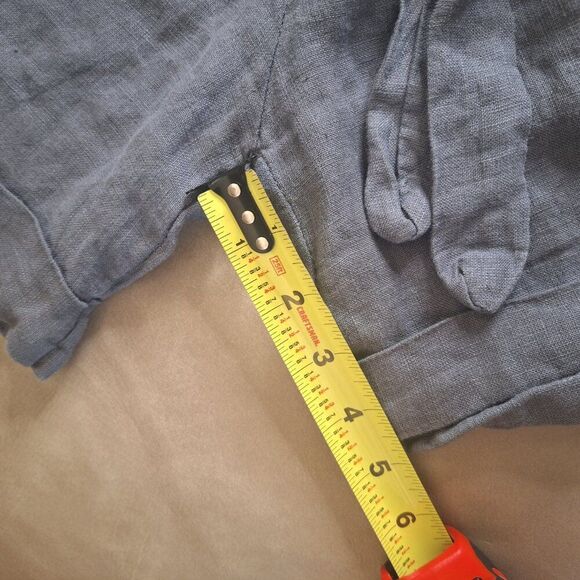 TINA STEPHENS Made In Italy Linen Shorts Pull On Pockets Loose Modest Gray 6-8 - Picture 8 of 9